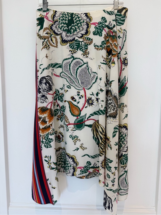 Tory Burch Dresses & Skirts - Tory Burch Floral Print Midi Skirt in Cream with Green & Orange Accents